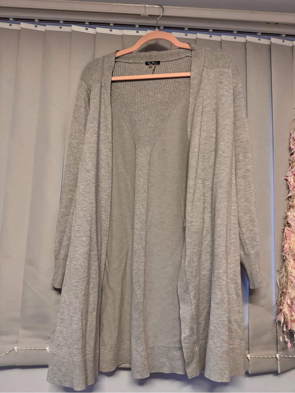 Vila Milano Gray Open Front Long Cardigan Size L